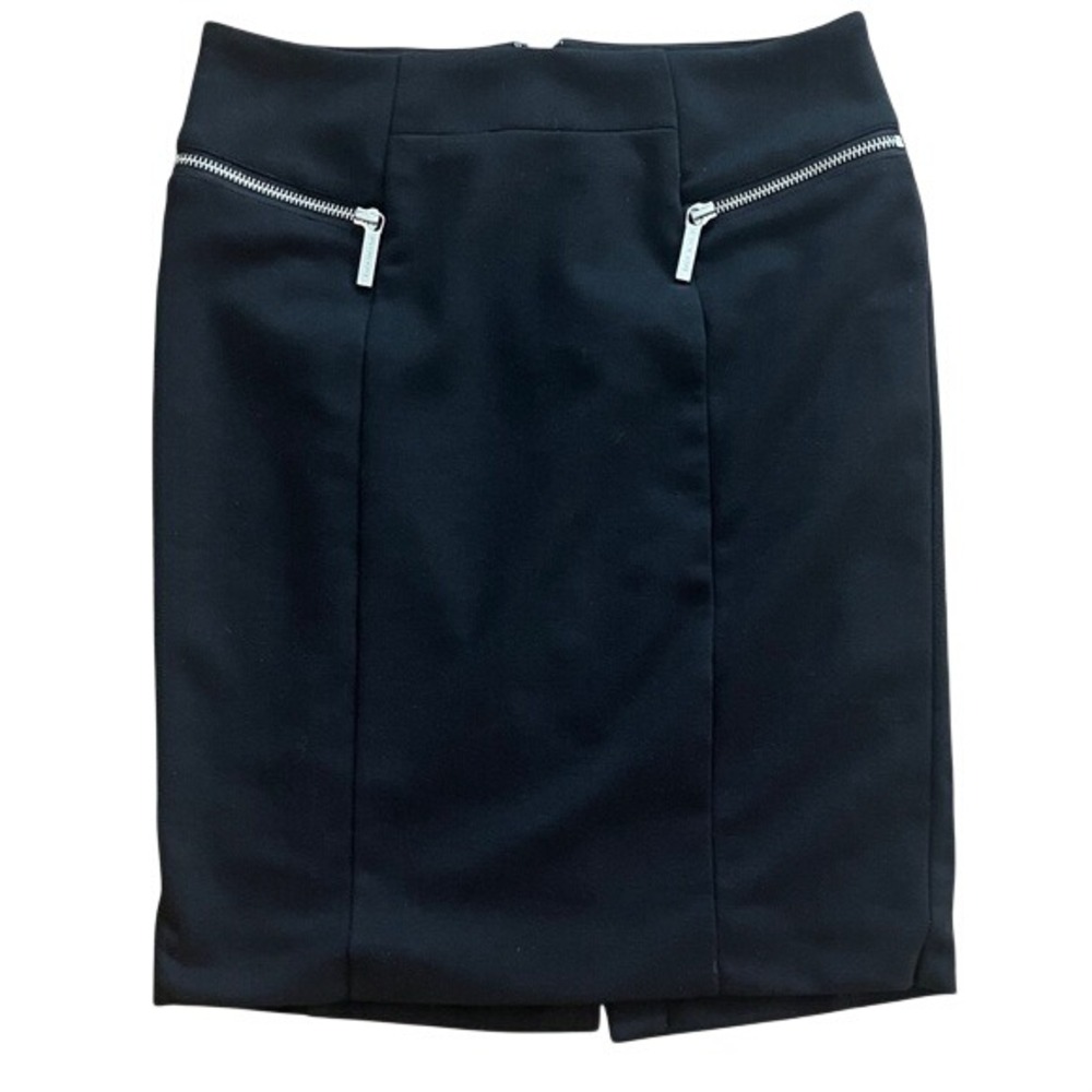 Michael Kors Black Pencil Skirt with Silver Zipper Details 2